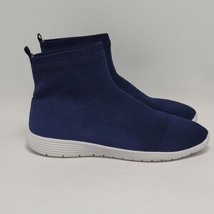 Chase & Chloe Navy Blue Knit Sock Slip On Ankle Sneakers Shoes Size 9